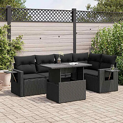 vidaXL Salon de jardin 6 pcs avec coussins noir résine tressée