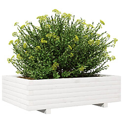 Avis vidaXL Jardinière blanc 90x60x26,5 cm bois de pin massif