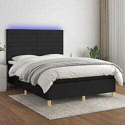 vidaXL Sommier à lattes de lit et matelas et LED Noir 140x200 cm Tissu