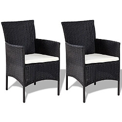 Maison Chic Salon de jardin 4 pcs + coussins - Mobilier/Meubles de jardin - Table et chaises d'extérieur Résine tressée Noir -MN59403