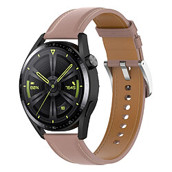 Bracelet en cuir véritable rose foncé pour votre Samsung Galaxy Watch3 45mm/Huawei Watch GT 3/Honor Watch GS3/Garmin/Xiaomi Mi Watch S1 22mm