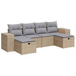 vidaXL Salon de jardin avec coussins 6 pcs beige résine tressée