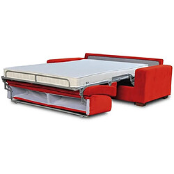 City Canapé lit Varsavia 3 pl tissu rouge matelas 160cm 28kg/m3