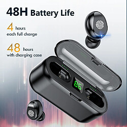 GUPBOO F9 Écouteurs sans fil Sports Bluetooth 5.1 Écouteurs TWS Touch Mini Écouteurs Stéréo Casque avec 2000 mAh Chargeur Batterie Externe