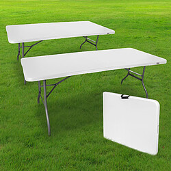 SkyLantern Lot de 2 Tables Pliables 180x74 cm Blanc