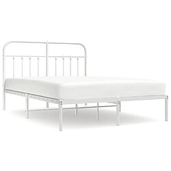 Maison Chic Lit adulte 140x200cm- Cadre de lit métal avec tête de lit pour chambre blanc -MN14983