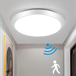 NETTLIFE Plafonnier LED Ronde Blanc avec détecteur de mouvement 15 W Intérieur 4000 K Blanc neutre IP44 Lampe d'escalier 30 cm pour couloir Salon