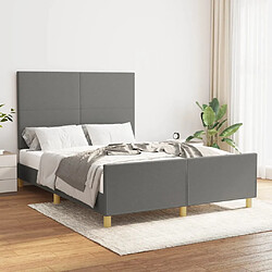 Maison Chic Lit adulte - Cadre Structure de lit avec tête de lit Contemporain Gris foncé 140x190 cm Tissu -MN14396