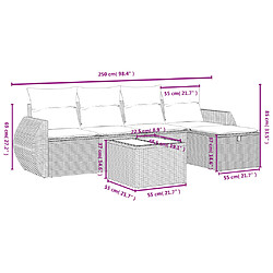 Avis vidaXL Salon de jardin avec coussins 6 pcs beige résine tressée