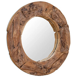 vidaXL Miroir décoratif Teck 80 cm Rond