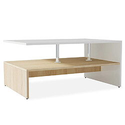 vidaXL Table basse Bois d'ingénierie 90x59x42 cm Chêne et blanc