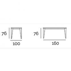 Inside 75 Table repas GEO 6 couverts 160 x 100 x 76 cm pieds chêne plateau céramique blanc