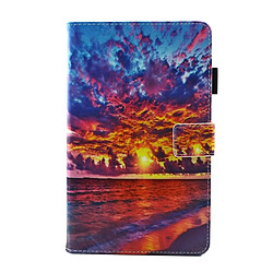 Wewoo Housse Étui pour Samsung Galaxy Tab A 8.0 / T380 & T385 en cuir à rabat horizontal avec motif cartes paysage au coucher du soleil avec porte-cartes et fentes