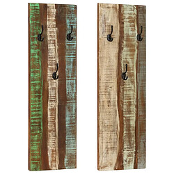 vidaXL Porte-manteau mural 2pcs 36x3x110cm Bois massif de récupération