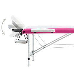 Acheter vidaXL Table de massage pliable 3 zones Aluminium Blanc et rose