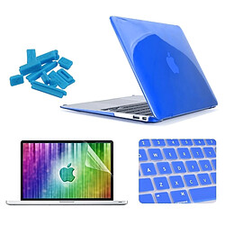 Wewoo Housse Étui bleu foncé pour MacBook Air 13,3 pouces 4 en 1 Crystal Hard Shell de protection en plastique avec protecteur d'écran et de la du clavier bouchons anti-poussière