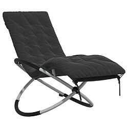 vidaXL Chaise longue géométrique avec coussin noir et gris acier