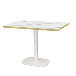 Restootab Table 120x70cm - modèle Round marbre blanc chants laiton