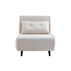 Vente-Unique Fauteuil convertible en tissu bouclette ivoire URIBIA