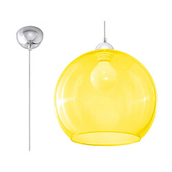 Luminaire Center Suspension BALL verre/acier jaune/chrome 1 ampoule