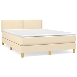 vidaXL Sommier à lattes de lit avec matelas Crème 140x190 cm Tissu