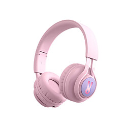 TechKidz Casque Audio Bluetooth 5.0 avec Rétroéclairage LED Modèle RabbiX Rose