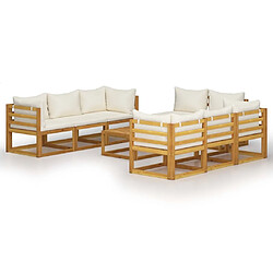 Maison Chic Salon de jardin 9 pcs - Table et chaises d'extérieur - Mobilier/Meubles de jardin Moderne avec coussin Crème Bois d'acacia solide -MN69867