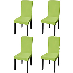 Decoshop26 Housse de chaise droite extensible 4 pcs vert DEC022376