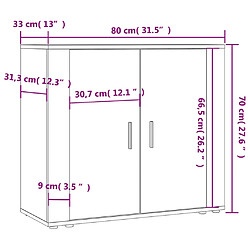 vidaXL Buffet Sonoma gris 80x33x70 cm Bois d'ingénierie pas cher