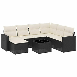 Maison Chic Ensemble Tables et chaises d'extérieur 8 pcs avec coussins,Salon de jardin noir résine tressée -GKD390589