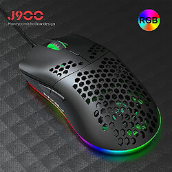 Universal J900 USB Wired Gaming Mouse RGB Gamer Gamer avec six DPI Honeycomb Hollow Ergonomic