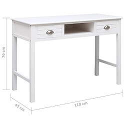 vidaXL Bureau Blanc 110 x 45 x 76 cm Bois pas cher