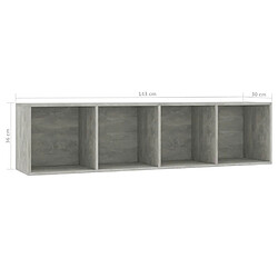 vidaXL Bibliothèque/Meuble TV Gris béton 143x30x36 cm pas cher