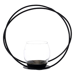 BigBuy Home Bougeoir Noir Verre Fer 20 x 8,3 x 18,3 cm