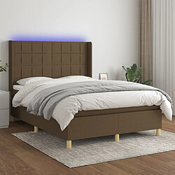 vidaXL Sommier à lattes de lit matelas et LED Marron foncé 140x200 cm