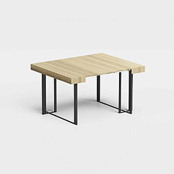 Inside 75 Table console extensible 6 couverts CEMENTO 50/134x110x75cm structure métal noir plateau chêne