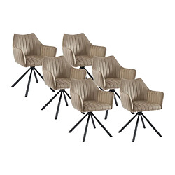 Lot de 6 chaises avec accoudoirs en velours et métal - Beige - IZIALI de Pascal MORABITO 