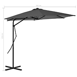 vidaXL Parasol d'extérieur avec poteau en acier 300 cm Anthracite pas cher