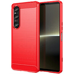 Htdmobiles Coque pour Sony Xperia 1 VI - housse etui silicone gel carbone + verre trempe - ROUGE