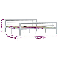 vidaXL Cadre de lit sans matelas gris et blanc métal 180x200 cm pas cher