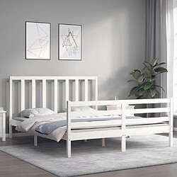 Avis Maison Chic Lit adulte - Cadre Structure de lit avec tête de lit Contemporain blanc 160x200 cm bois massif -MN47539