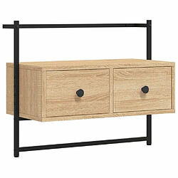 Maison Chic Meuble TV scandinave mural Banc TV suspendu pour salon - chêne sonoma 60,5x30x51 cm bois d'ingénierie -MN29849