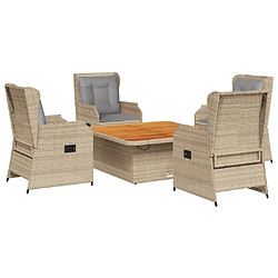 vidaXL Salon de jardin avec coussins 5 pcs beige résine tressée