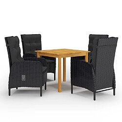 Salle à manger de jardin 5 pcs,Table et chaise à dîner Noir -MN35333