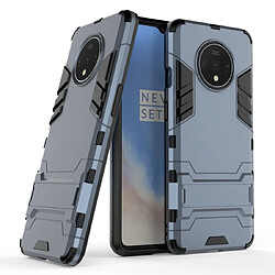 Wewoo Coque Pour OnePlus 7T Shockproof PC + TPU Housse de protection avec support bleu marine