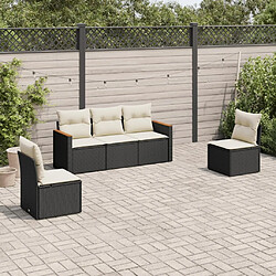 Maison Chic Salon de jardin 5 pcs avec coussins | Ensemble de Table et chaises | Mobilier d'Extérieur noir résine tressée -GKD88612