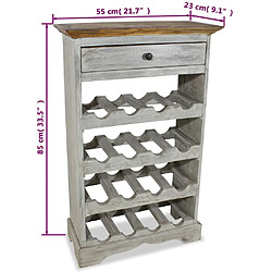 Avis vidaXL Casier à bouteilles bois d'acajou massif 55x23x85 cm