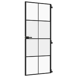 vidaXL Porte intérieure mince noir 83x201,5 cm verre trempé aluminium