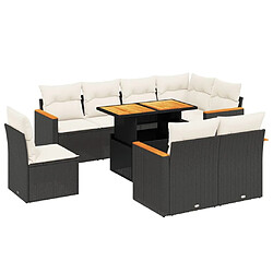 Maison Chic Ensemble Tables et chaises d'extérieur 9 pcs avec coussins,Salon de jardin noir résine tressée -GKD574075