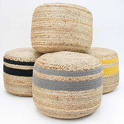 Avis LABEL51 Pouf Jute tressé Gris et naturel